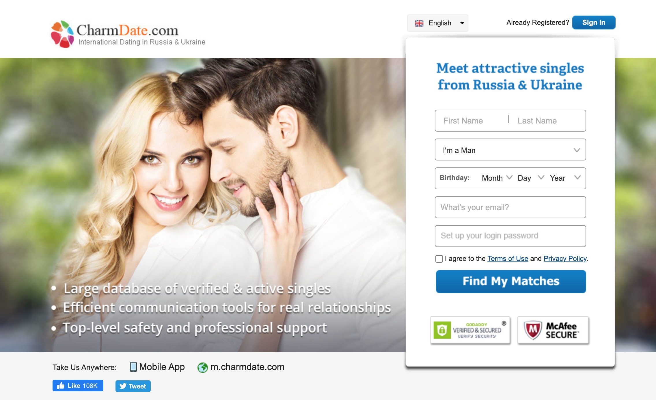 CharmDate main page